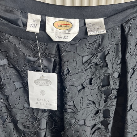 Talbots Pure Silk Black A-Line Floral Eyelet Lace Skirt - Picture 9 of 14